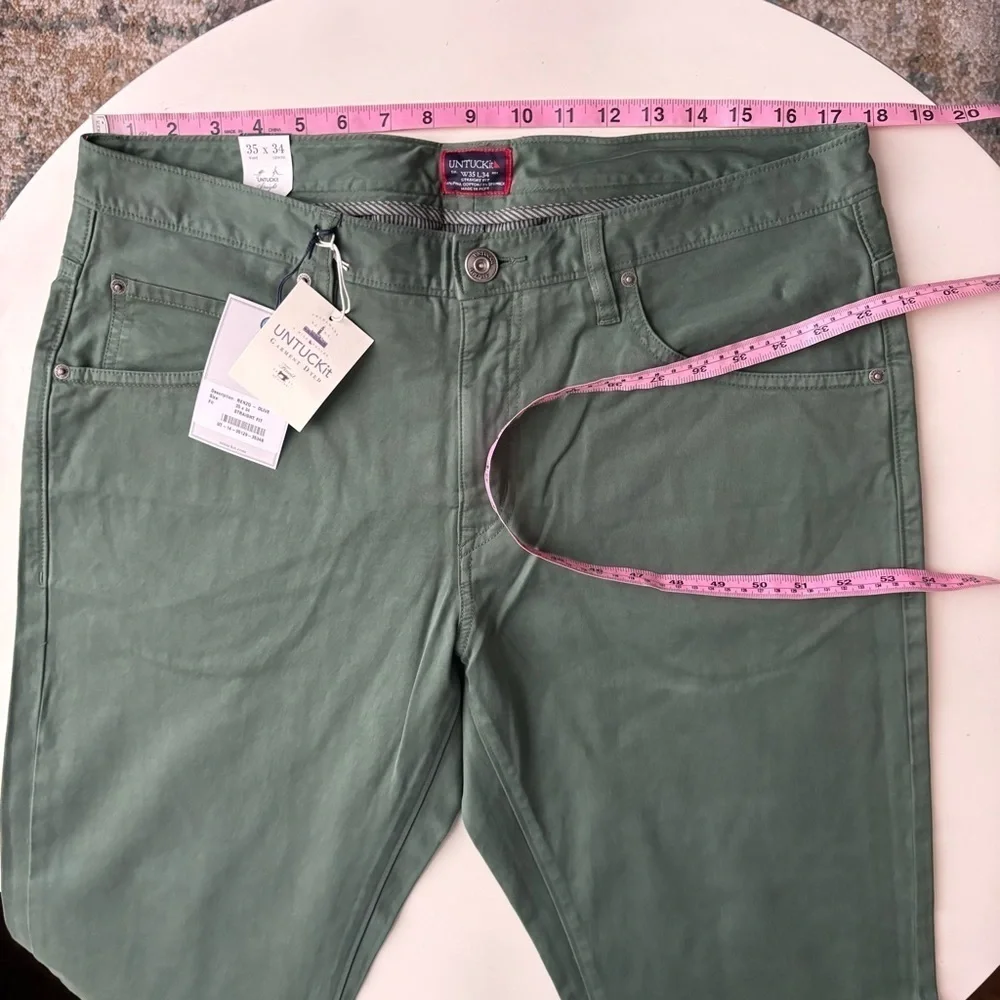UNTUCKit Men’s Straight Fit 5-Pocket Pima Cotton Chino Pant 35x34 Green New
